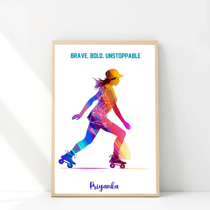 Personalised Wall Art Roller Skating Girl