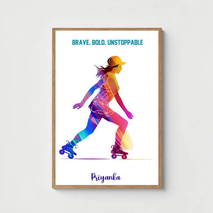 Personalised Wall Art Roller Skating Girl