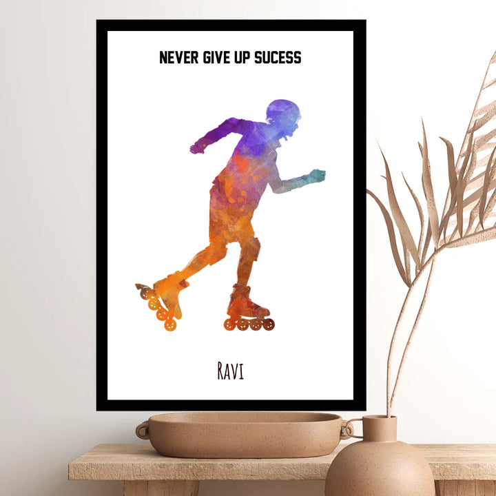 Personalised Wall Art Roller Skating Boy