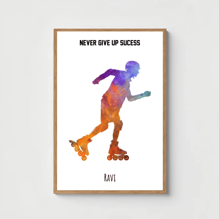 Personalised Wall Art Roller Skating Boy