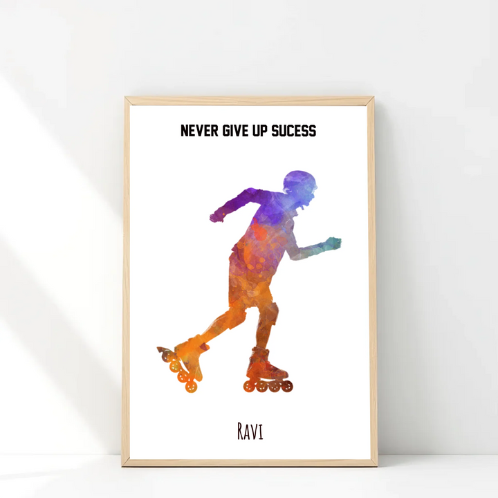 Personalised Wall Art Roller Skating Boy
