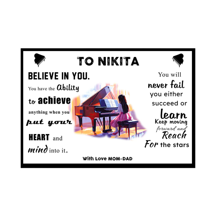 Personalised Motivational Wall Art Piano Player Girl