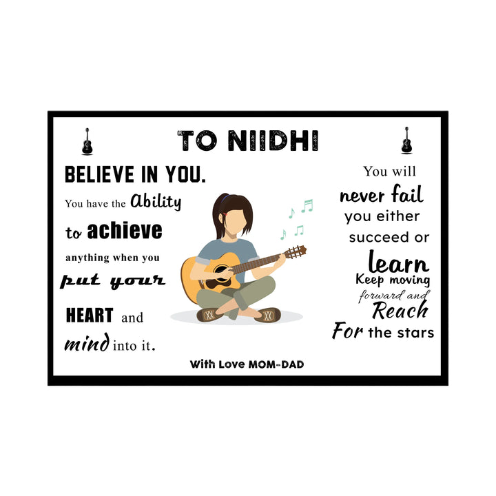 Personalised Motivational Wall Art Guitar Player Girl