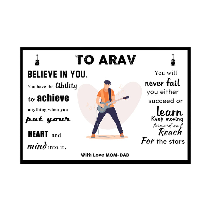 Personalised Motivational Wall Art Guitar Player Boy