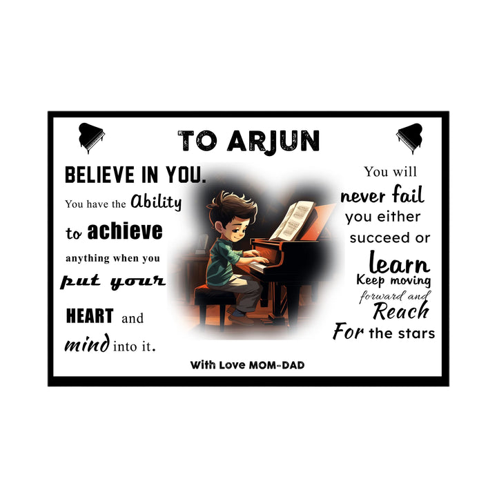 Personalised Piano Player Boy Motivational Wall Art