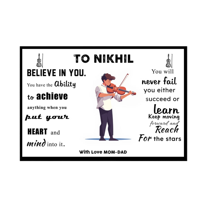 Personalised Motivational Wall Art Violin Player Boy
