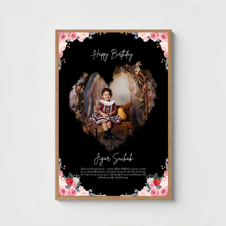 Personalised Birthday Poster - Custom Name & Message with Elegant Floral Design
