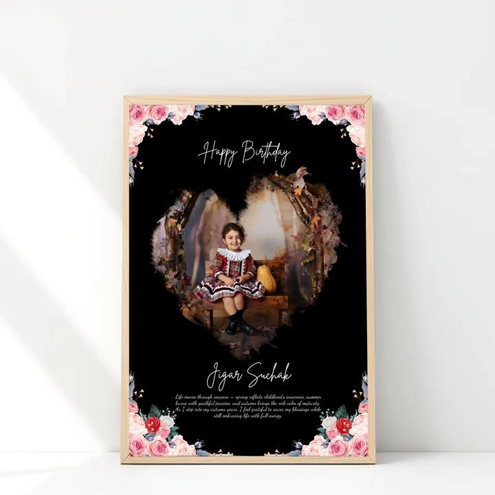 Personalised Birthday Poster - Custom Name & Message with Elegant Floral Design