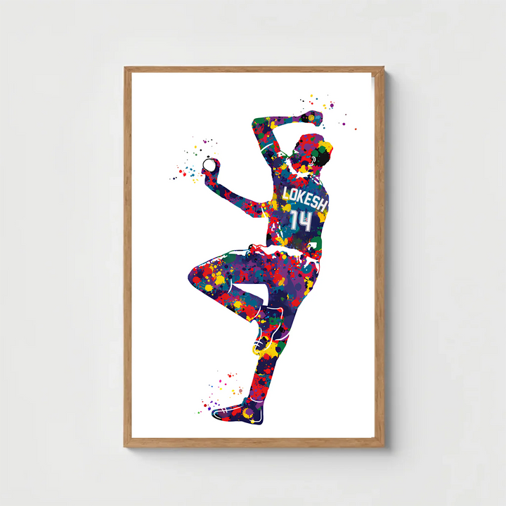 Cricket Fast Bowler in Action – Personalised Wall Art