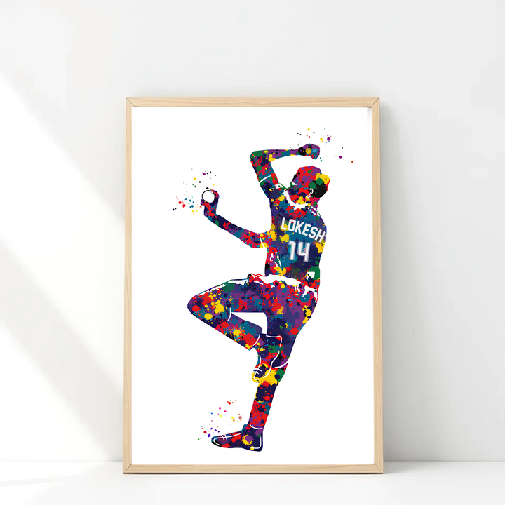 Cricket Fast Bowler in Action – Personalised Wall Art