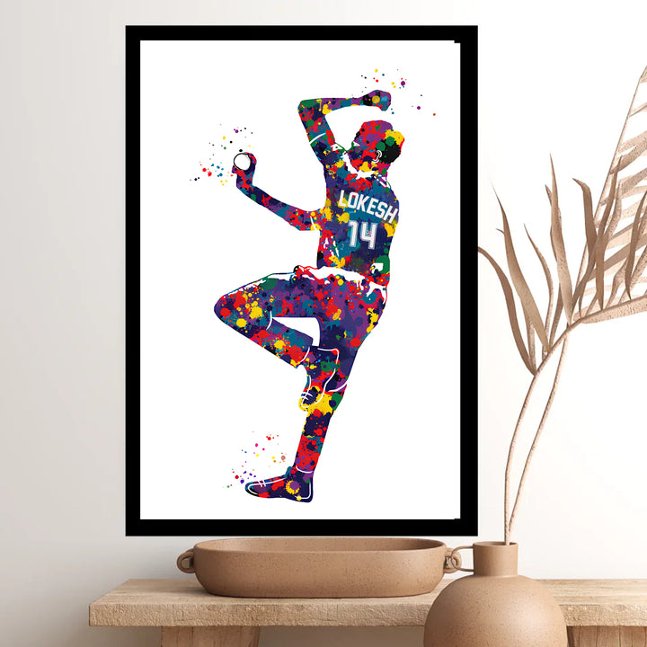 Cricket Fast Bowler in Action – Personalised Wall Art