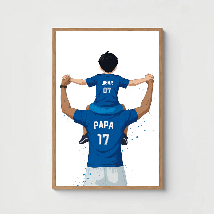 Father and Son Football Players – Personalised Wall Art