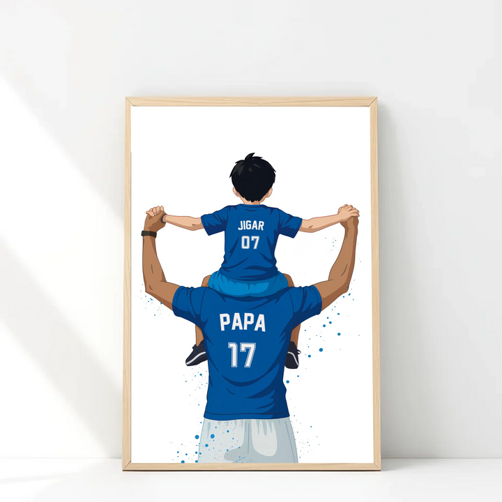 Father and Son Football Players – Personalised Wall Art