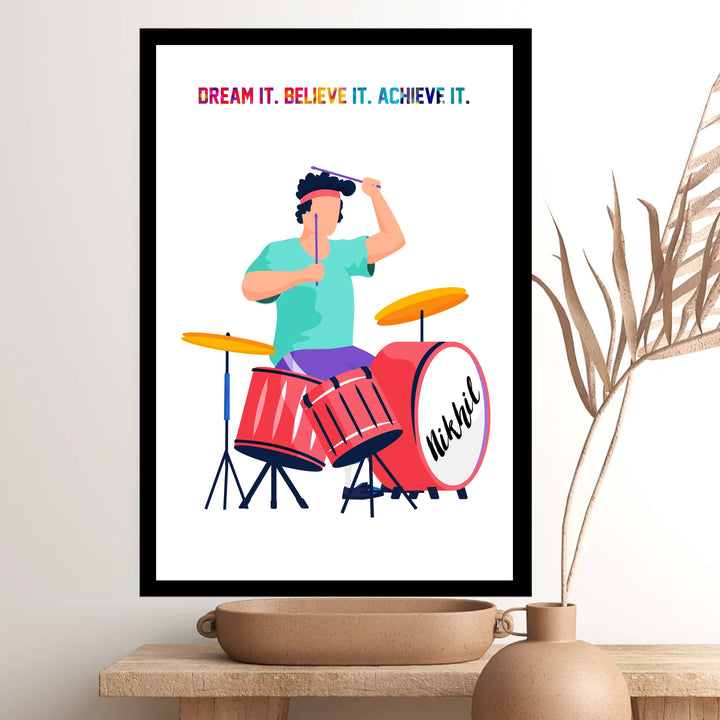 Personalised Percussionist Drummer Boy Wall Art.