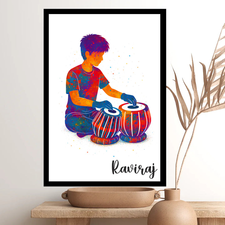 Tabla Player Boy – Personalised Wall Art