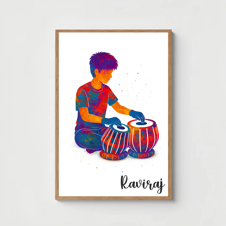 Tabla Player Boy – Personalised Wall Art