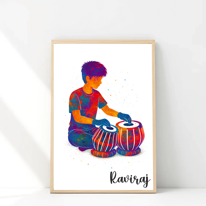 Tabla Player Boy – Personalised Wall Art