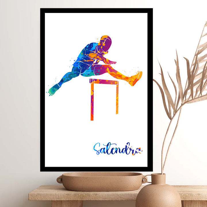 Hurdling Runner – Personalised Wall Art