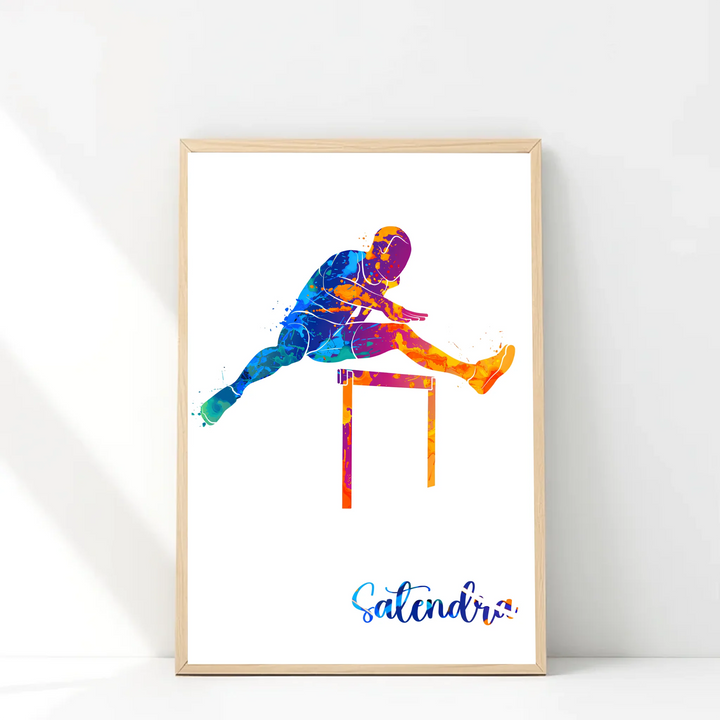Hurdling Runner – Personalised Wall Art