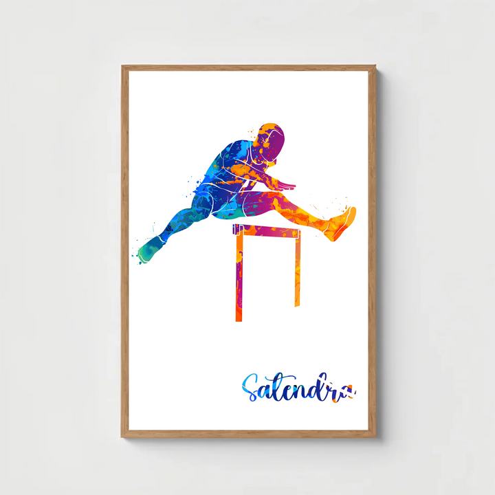 Hurdling Runner – Personalised Wall Art