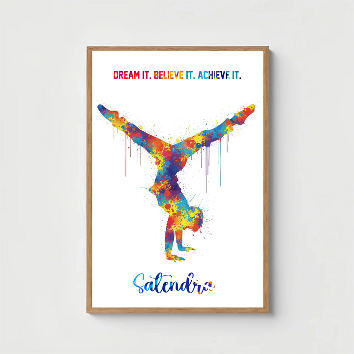 Gymnastics Boy Handstand – Personalised Wall Art