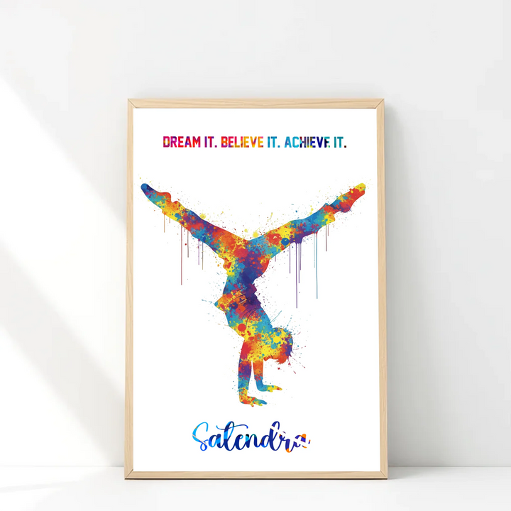 Gymnastics Boy Handstand – Personalised Wall Art