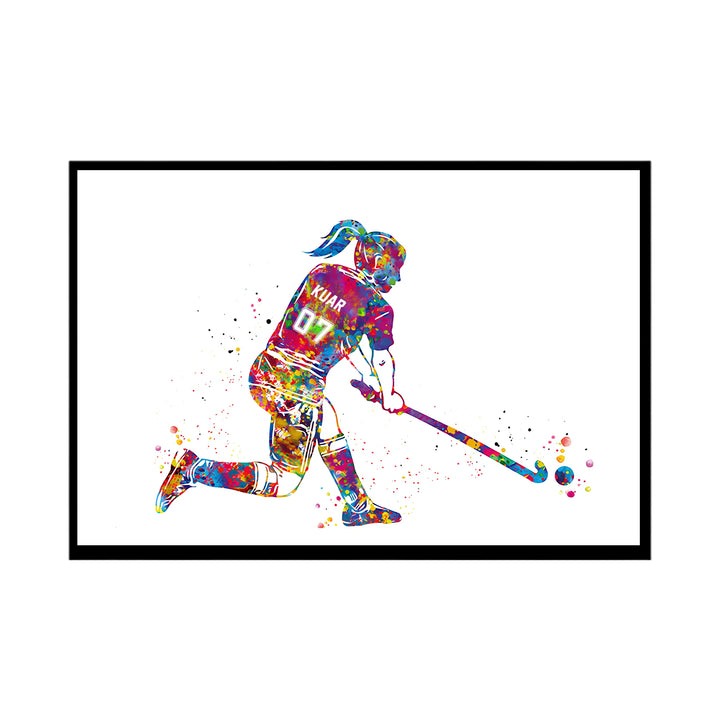 Hockey Player Girl – Personalised Wall Art