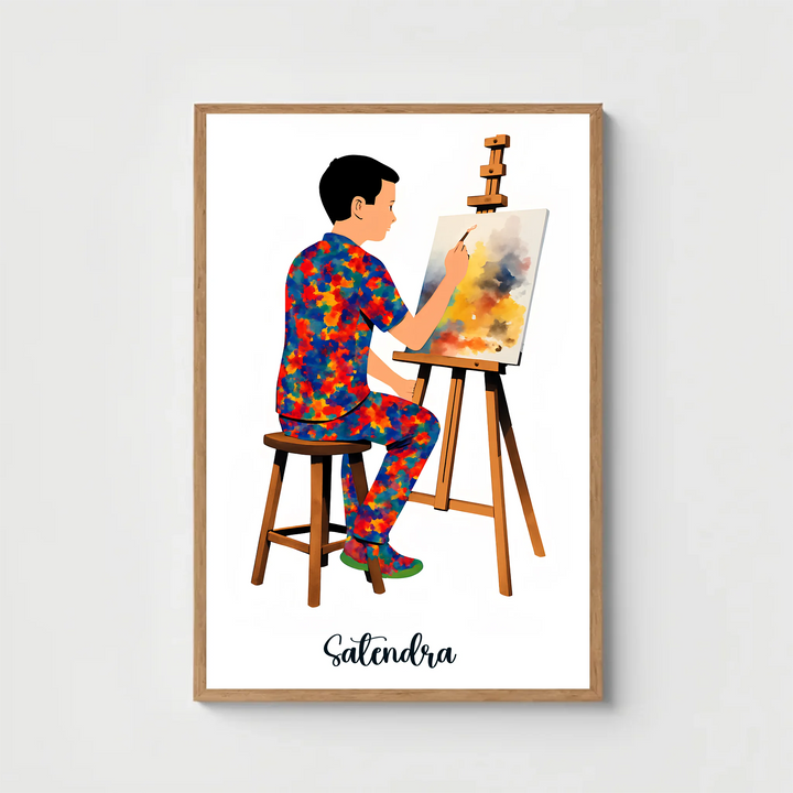 Painting Artist Boy Personalised Wall Art