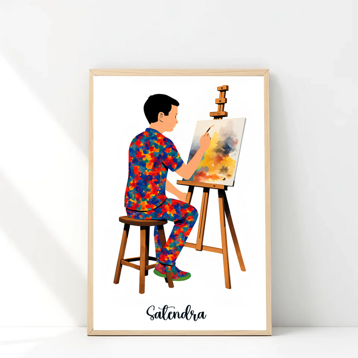 Painting Artist Boy Personalised Wall Art