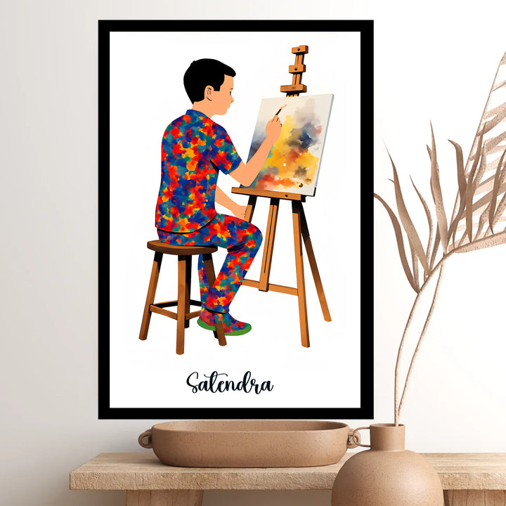 Painting Artist Boy Personalised Wall Art