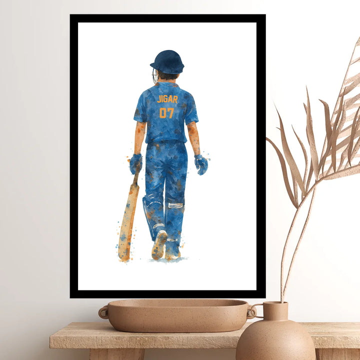 Cricket Player Boy Personalised Wall Art