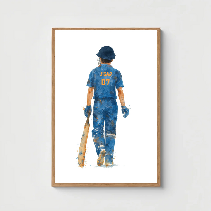 Cricket Player Boy Personalised Wall Art