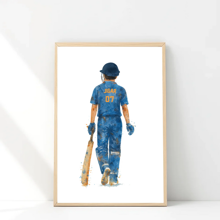 Cricket Player Boy Personalised Wall Art