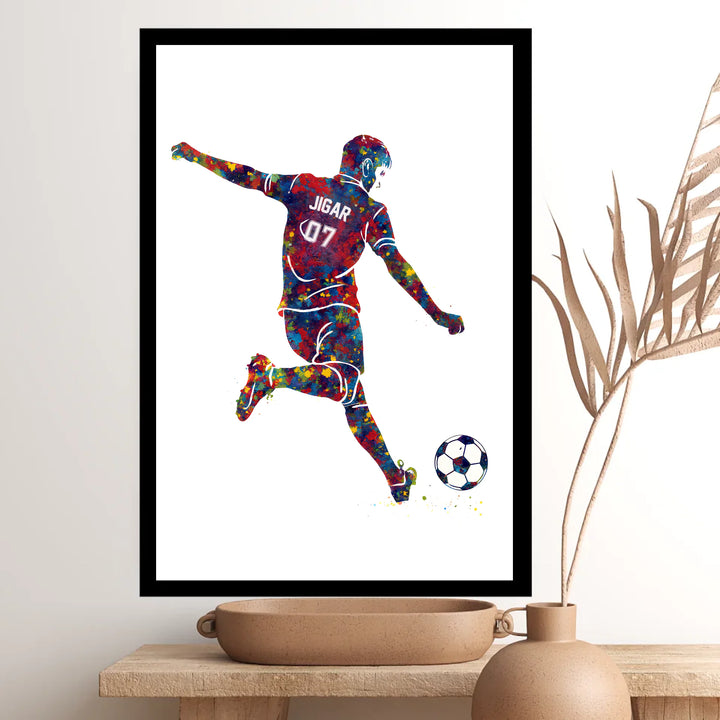 Football Player Free Kick Personalised Wall Art