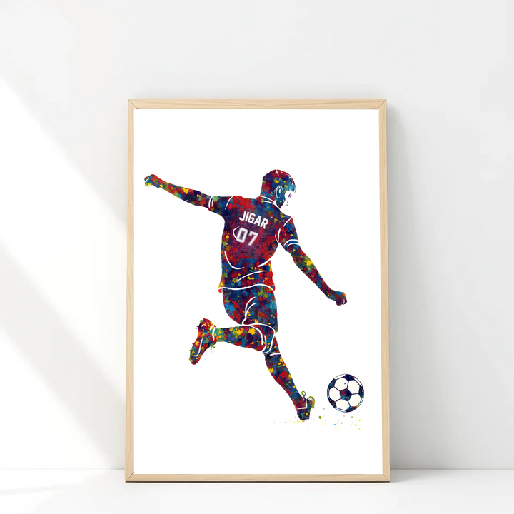 Football Player Free Kick Personalised Wall Art