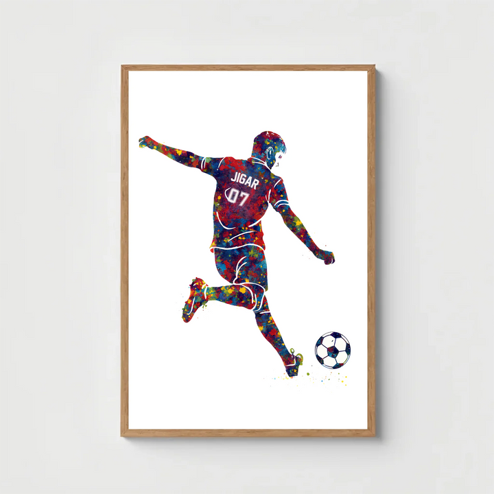 Football Player Free Kick Personalised Wall Art
