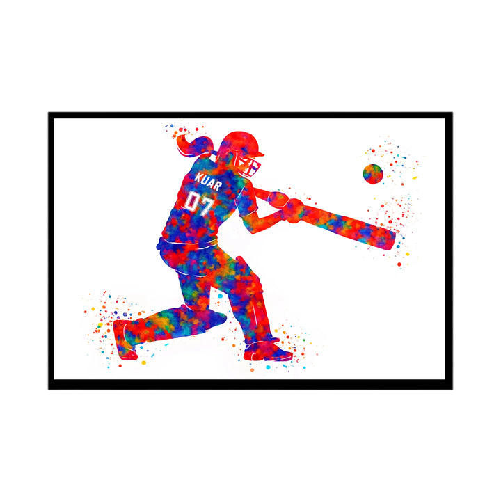 Cricket Player Girl Wall Art – Personalised Wall Art