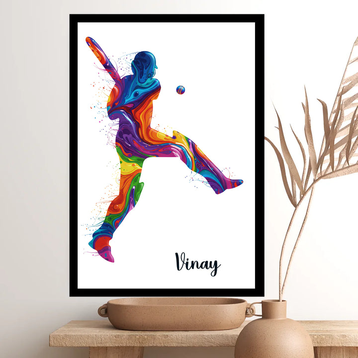 Cricketer Pull Shot Personalised Wall Art
