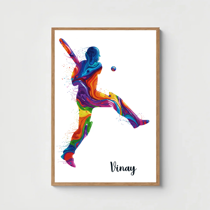 Cricketer Pull Shot Personalised Wall Art