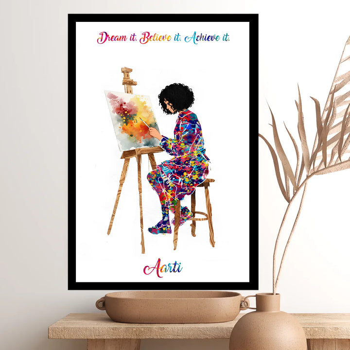 Painting Artist Girl Personalised Wall Art