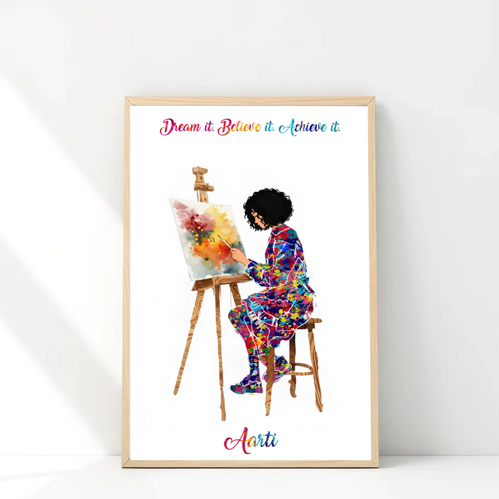 Painting Artist Girl Personalised Wall Art