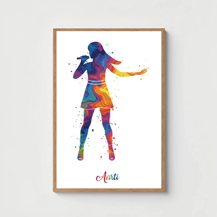Singing Artiste Girl Personalised Wall Art