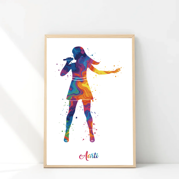 Singing Artiste Girl Personalised Wall Art