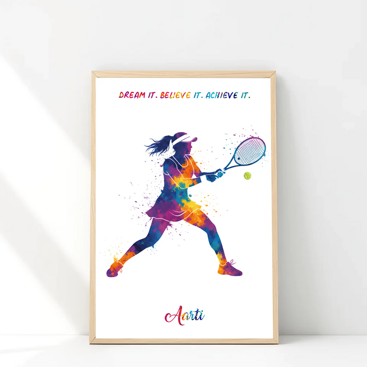 Tennis Player Girl Personalised Wall Art