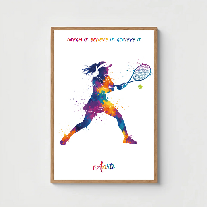 Tennis Player Girl Personalised Wall Art
