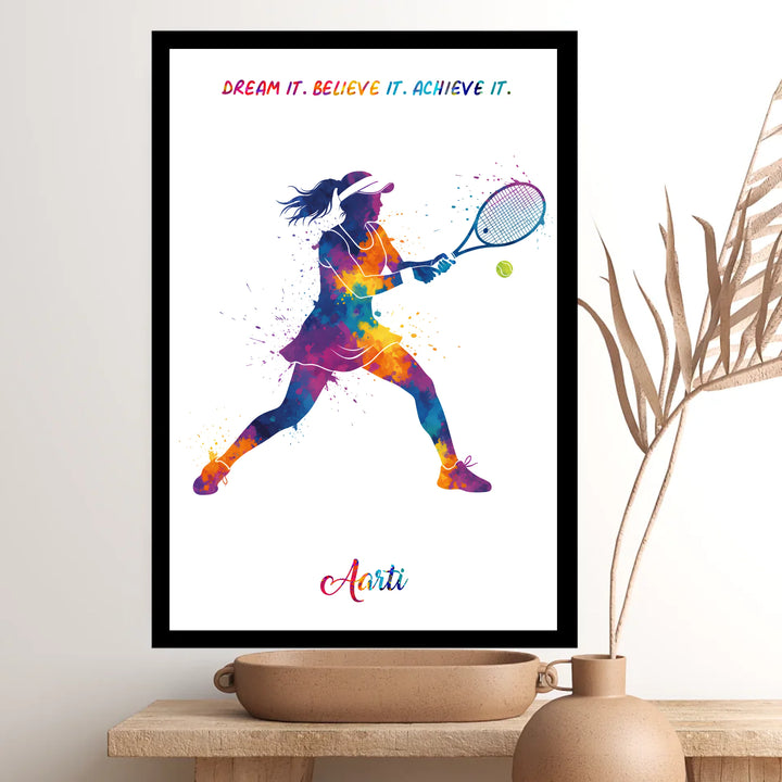 Tennis Player Girl Personalised Wall Art