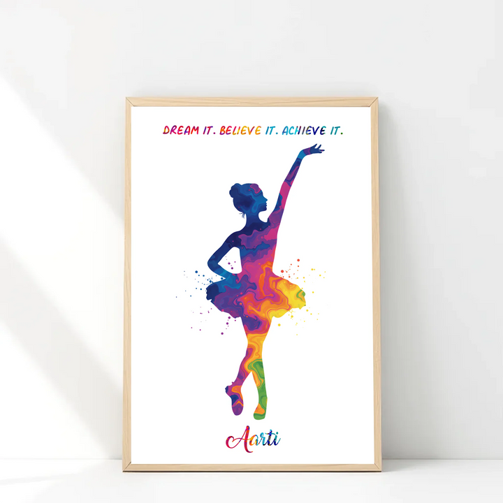 Little Ballerina Dancing Girl Personalised Wall Art