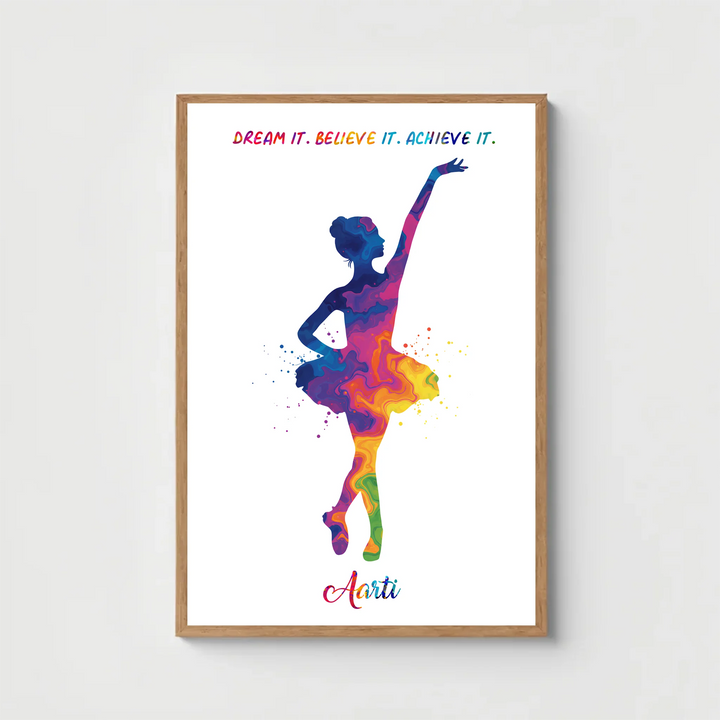 Little Ballerina Dancing Girl Personalised Wall Art