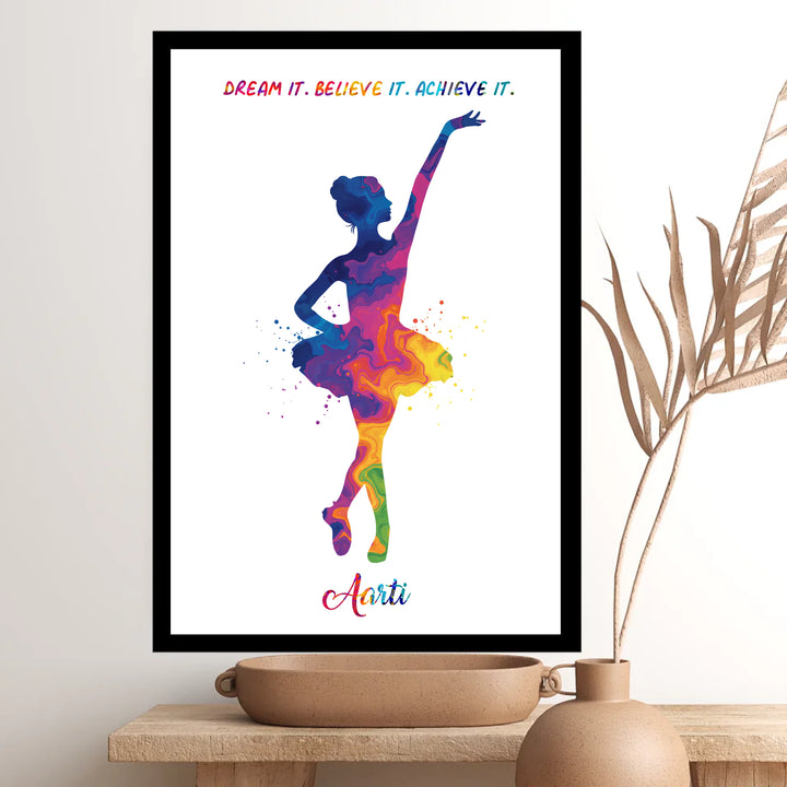 Little Ballerina Dancing Girl Personalised Wall Art