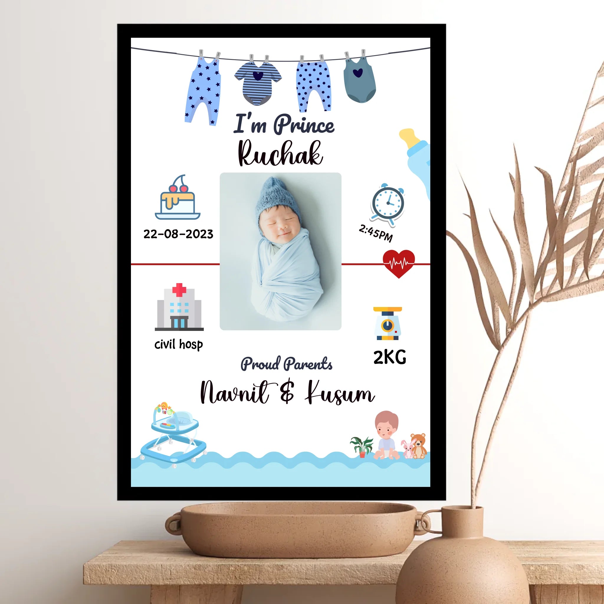 Personalised Baby Birth Frame – Memory for Life Design 1 – Gaviksha